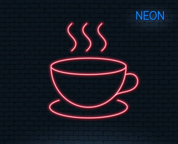 Неонове Світло Значок Лінії Кавових Напоїв Знак Гарячої Чашки Свіжий — стоковий вектор