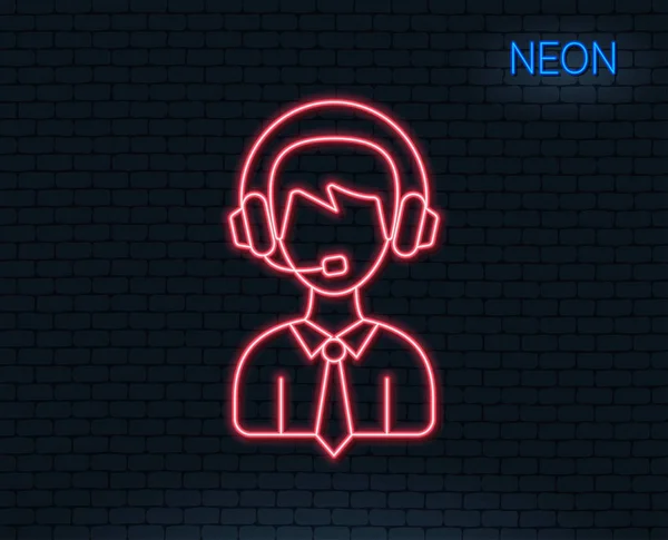 Neon Light Ikonę Linia Wsparcia Wysyłki Dostawy Menedżer Logowania Logistyka — Wektor stockowy