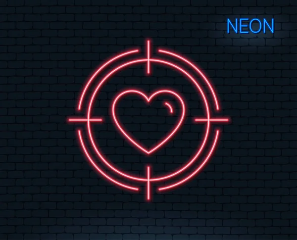 Neonlicht Herz Zielliniensymbol Liebe Dating Symbol Valentinstag Zeichen Glühendes Grafikdesign — Stockvektor