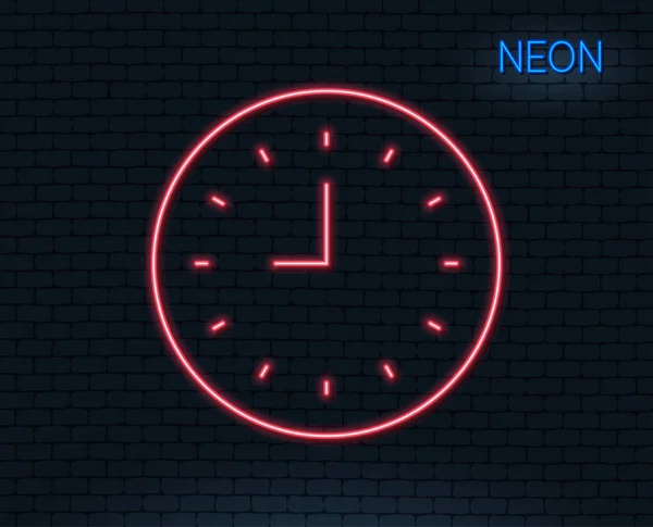 Luz Neón Icono Línea Reloj Señal Tiempo Reloj Oficina Símbolo — Vector de stock