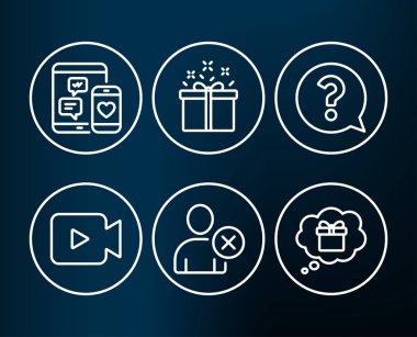 DELETE kullanıcısı belirlenen, soru işareti ve özel simgeler sunuyoruz. Video kamera, sosyal medya ve Hediyelik rüya işaretler. Profil, yardım destek, teslim kutusunu kaldırın. Film ya da sinema, mobil cihazlar, bir hediye almak