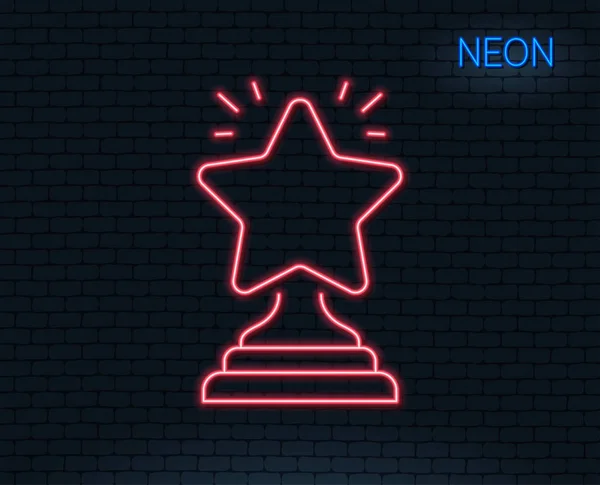 Neonlicht Rang Sternzeile Symbol Belohnungssymbol Für Erfolg Bestes Ergebniszeichen Siegerpokal — Stockvektor