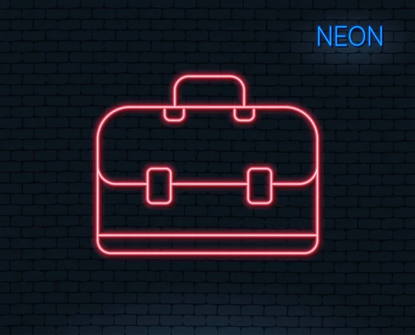 Neon Light Biznes Ikona Sprawa Linii Portfolio Symbol Dyplomata Znak — Wektor stockowy