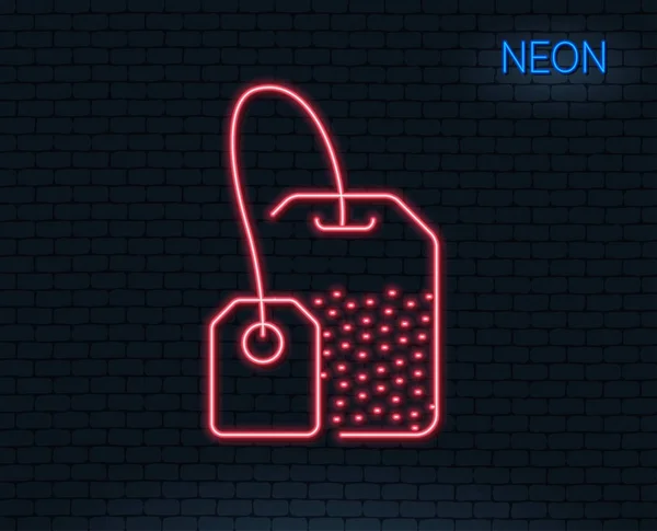 Neon Light Ikona Linii Torebkę Brew Znak Gorący Napój Śniadanie — Wektor stockowy