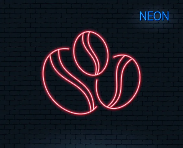 Неонове Світло Значок Лінії Кавових Зерен Знак Гарячого Напою Цілий — стоковий вектор