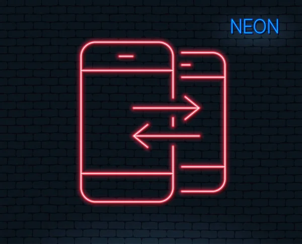 Neon Ljus Kommunikation Linje Telefonikonen Inkommande Och Utgående Anropssignal Symbolen — Stock vektor