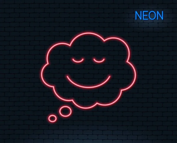 Неонове Світло Комічна Бульбашка Мовлення Піктограмою Лінії Smile Знак Емоцій — стоковий вектор