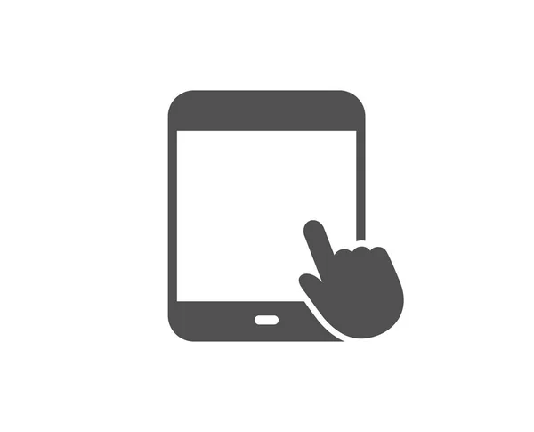 Ikona Počítače Tablet Mobilní Zařízení Rukou Kurzor Znaménkem Touchscreen Miniaplikace — Stockový vektor