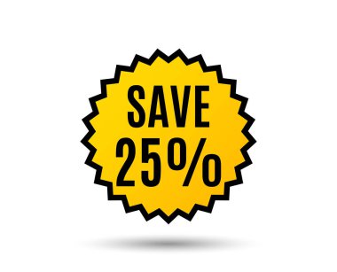 Kapalı % 25 kaydedin. Satış indirim teklif etmek fiyat işareti. Özel Fırsat sembolü. Yıldız düğme. Grafik tasarım öğesi. Vektör