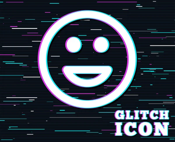 Glitch Effekt Lächeln Glückliches Gesicht Chat Symbol Hintergrund Mit Farbigen — Stockvektor