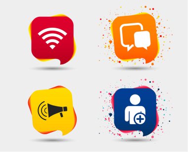 Wi-Fi ve sohbet kabarcıklar simgeler, vektör, illüstrasyon