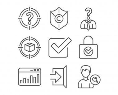 Dizi izleme kelle avcısı ve koruma simgeler, vektör, illüstrasyon ile parsel