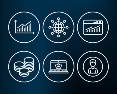 İpuçları kümesi ile Web sitesi istatistik ve grafik simgeler, vektör, illüstrasyon