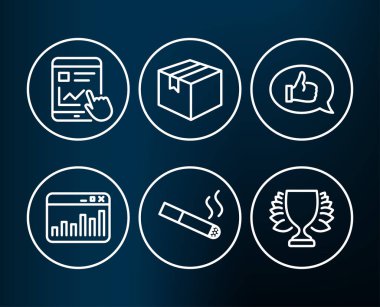 Geri bildirim ve pazarlama istatistikleri simgeler, vektör, illüstrasyon kümesiyle Sigara