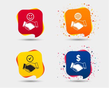 El sıkışma renkli simgeler, beyaz arka plan üzerinde izole vektör çizim