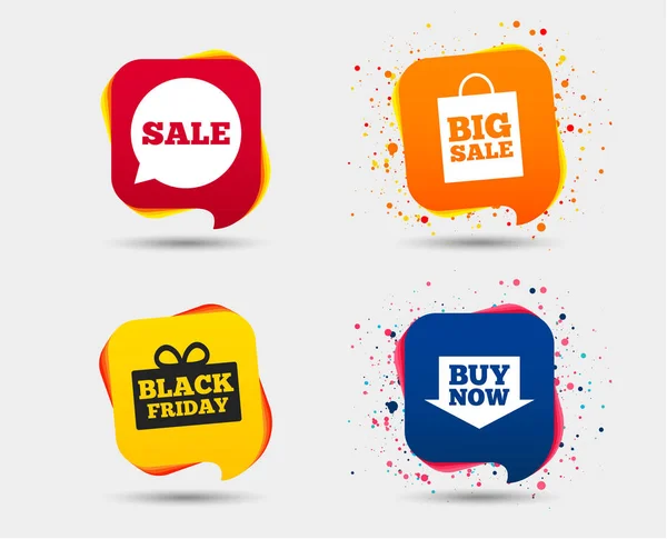 Set Colorful Sale Speech Bubbles Icons Vector Illustration White Background — Stock Vector