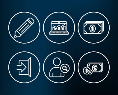 Web analytics ve bankacılık simgeler. 
