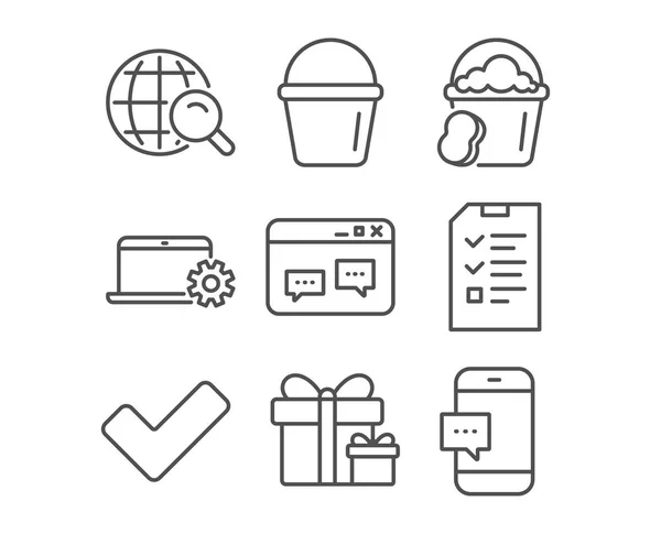 Esponja e iconos de búsqueda en Internet . — Vector de stock