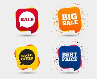 Sohbet kabarcıkları renkli alışveriş sembollerin ayarla 
