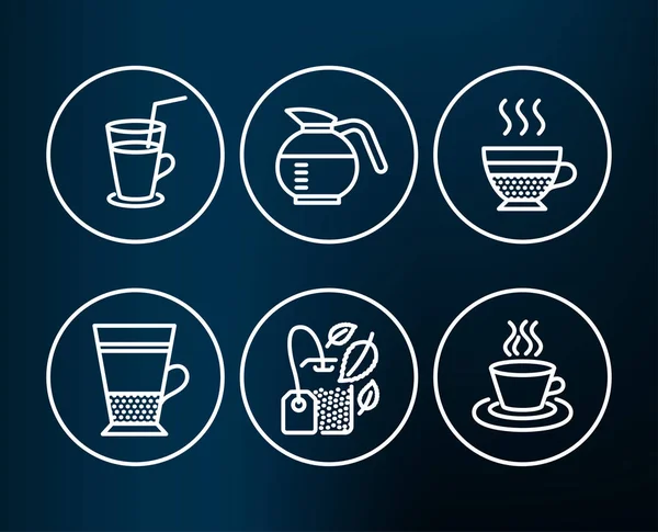 Набір Ята Мішок Коктейль Подвійний Латте Ікон Coffeepot Кафе Крем — стоковий вектор