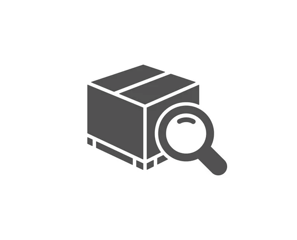 Zoek Eenvoudig Pakketpictogram Witte Achtergrond — Stockvector