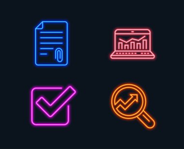 Ekin ayarla, onay kutusu, web analitik, kene sembolleri neon ışık ile onaylı.