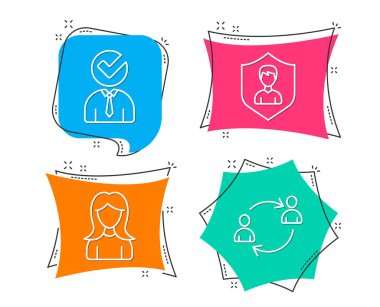 Dizi güvenlik ajansı, kadın, vacancy, kullanıcı iletişim simgeleri. 