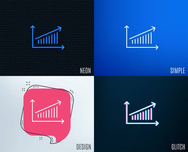 Icono Línea Gráfico Con Luz Neón — Vector de stock