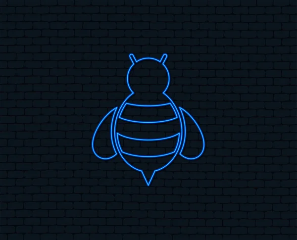 Icono Signo Abeja Con Luz Neón — Vector de stock