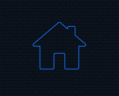 Neon ışıklı ev işareti simgesi