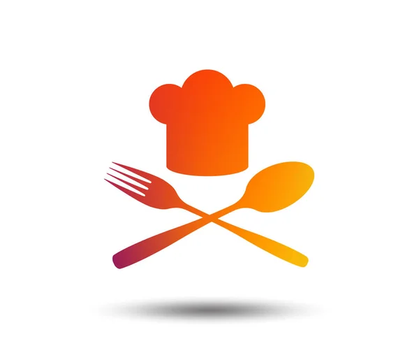 Cocina Sombrero Con Tenedor Cuchara Con Gradiente Colorido Borroso — Vector de stock