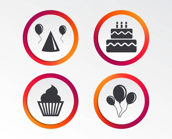 Conjunto Iconos Fiesta Cumpleaños Círculos — Vector de stock