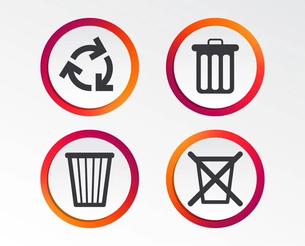 Set Van Recycle Bin Pictogrammen Cirkels — Stockvector