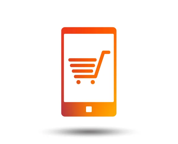 Smartphone Shopping Cart Sign Icon White Background — Stock Vector