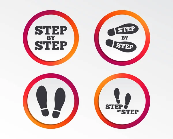 Step Step Icons Footprint Shoes Symbols — Stock Vector