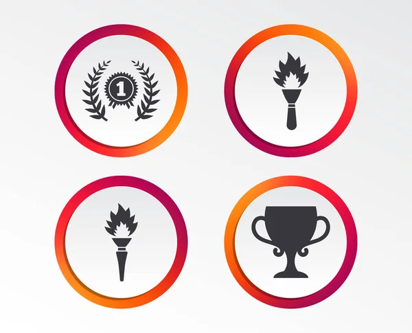 Set First Place Award Cups Icons Circles — Stock Vector