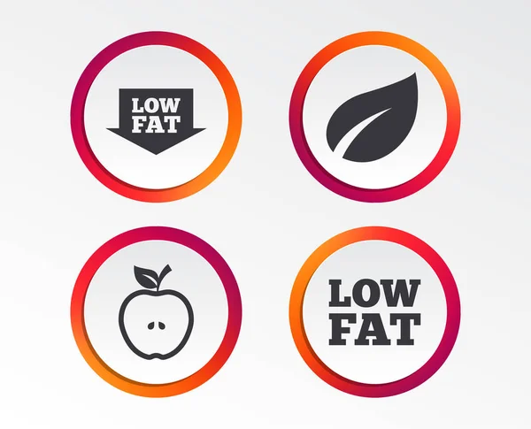 Nízké Tlustá Šipka Diety Vegetariánské Potraviny Příznaky Izolované Bílém Pozadí — Stockový vektor