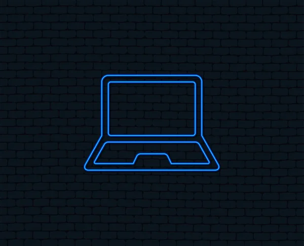Laptop Teken Pictogram Zwarte Achtergrond — Stockvector
