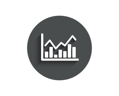 Mali grafik basit simgesi. Ekonomik grafik işareti. Menkul Kıymetler Borsası sembolü. İş yatırım. Circle gölge ile düz düğme. Vektör