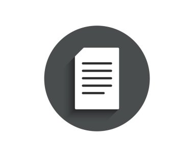 Belge yönetimi basit simgesi. Bilgi dosya işareti. Kağıt sayfası kavramı sembol. Circle gölge ile düz düğme. Vektör