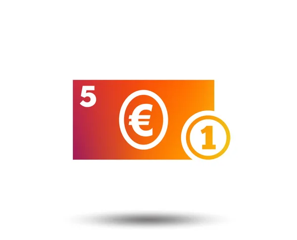 Cash Logga Ikonen Pengar Eurosymbolen Euro Mynt Och Sedlar Suddig — Stock vektor