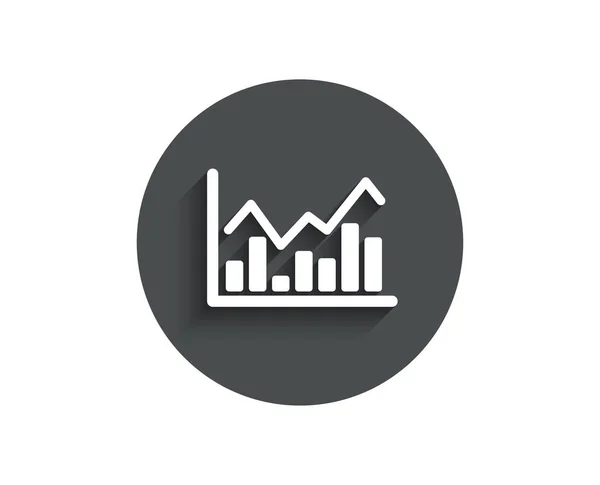 財務チャート シンプルなアイコン 経済グラフ記号 証券取引所のシンボル 事業投資 影を持つサークル フラット ボタン ベクトル — ストックベクタ