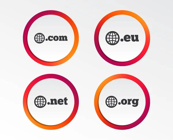 Najwyższego Poziomu Ikony Domeny Internetowe Com Net Org Symbole Kuli — Wektor stockowy