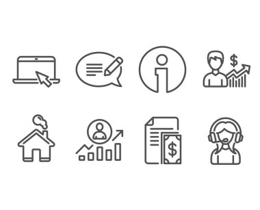 Taşınabilir bilgisayar, dizi mesaj ve ödeme simgeler. İş büyüme, areer merdiven ve destek işaretler. Vektör çizim