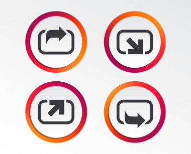 Eylem simgeler. Sembolleri paylaşın. İleri ok işaretleri gönderin. Infographic tasarım düğmeleri. Daire şablonları. Vektör