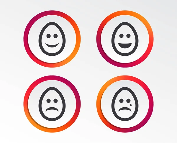 Eier Glückliche Und Traurige Gesichter Symbole Weinender Smiley Mit Tränensymbolen — Stockvektor
