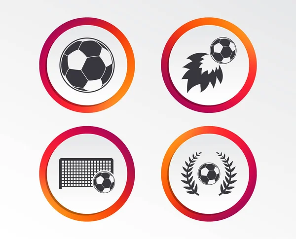 Football Icons Soccer Ball Sport Sign Goalkeeper Gate Symbol Winner — Stock Vector