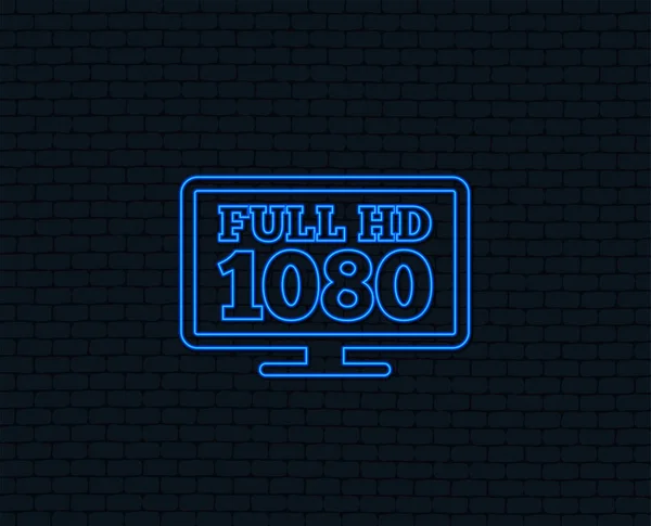 Luz Néon Full Widescreen Ícone Sinal Símbolo 1080P Design Gráfico — Vetor de Stock
