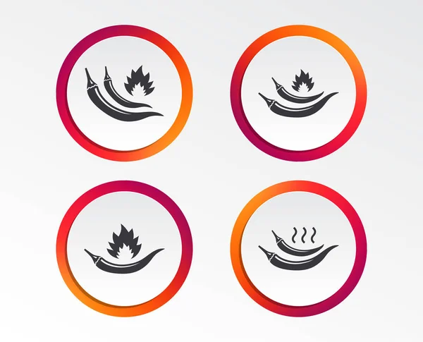 Chilischoten Würzig Essen Feuer Zeichen Symbole Infografische Design Buttons Kreis — Stockvektor