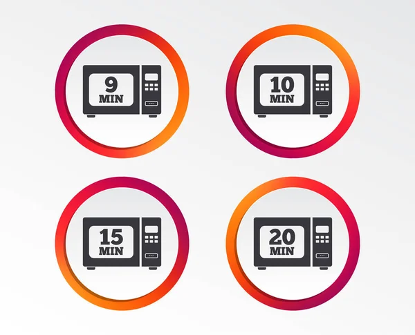 Mikrowellenherd Symbole Kochen Elektroherd Symbolen Hitze Und Minuten Zeichen Infografische — Stockvektor